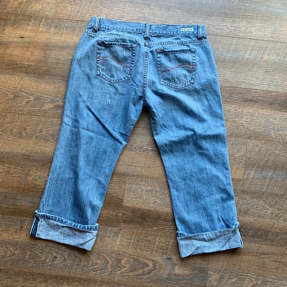 Kali Denim Women's Blue Jeans Size 13  Distressed Cropped Cuffed Jeans - Picture 2 of 4